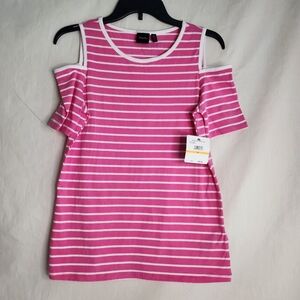 Rafaella Pink and White Striped Top Size S NWT.
